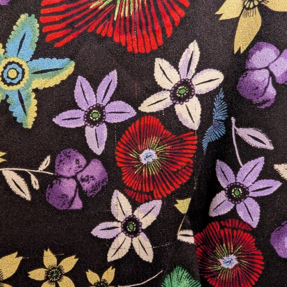 SUNO Stretch-Silk Multicolor Floral Fit-&-Flare Quarter Sleeve Mini Dress- 4 - Picture 14 of 15